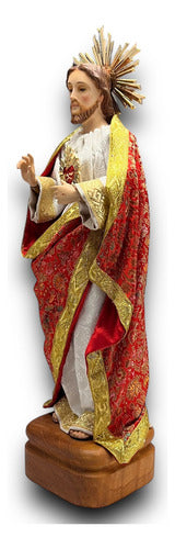 Sagrado Corazón De Jesús De Vestir Talla En Madera 40cm