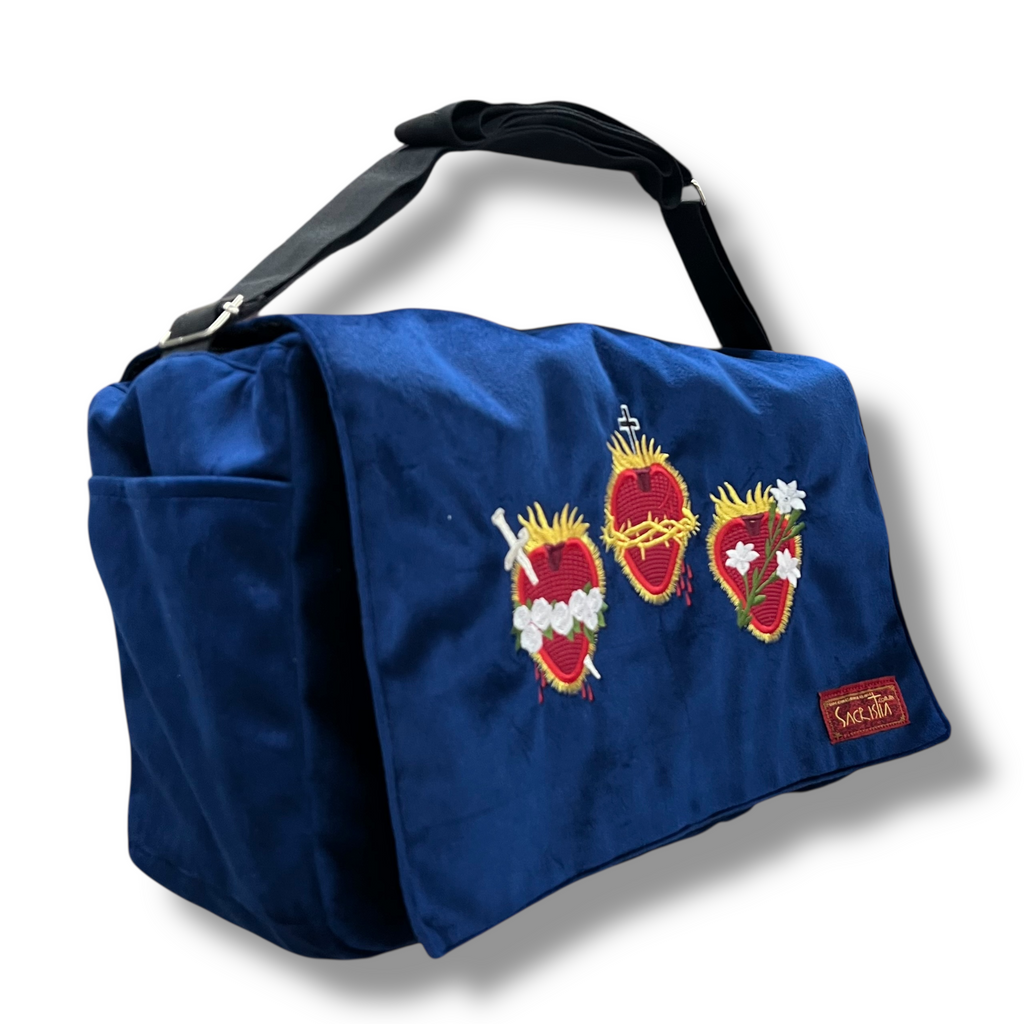Sacri Mochila Mensajero Bordada Tres Corazones