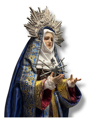 Virgen De Los Dolores O Dolorosa, Madera Acces En Plata 52cm