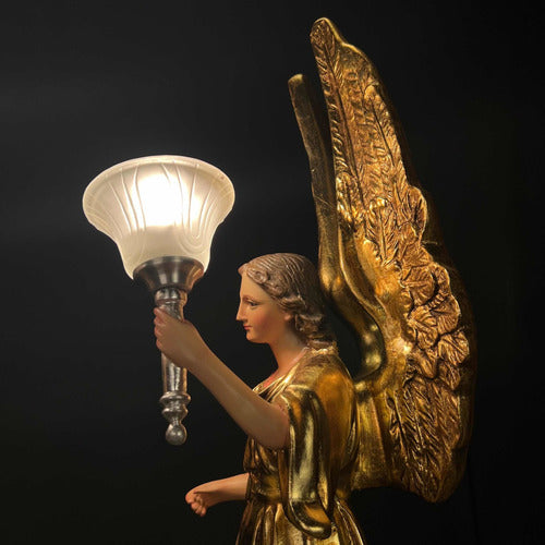 Par De Ángeles Custodios 80cm Hoja De Oro
