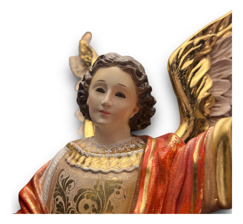San Gabriel Arcángel En Madera Estofado En Oro Fino 46cm