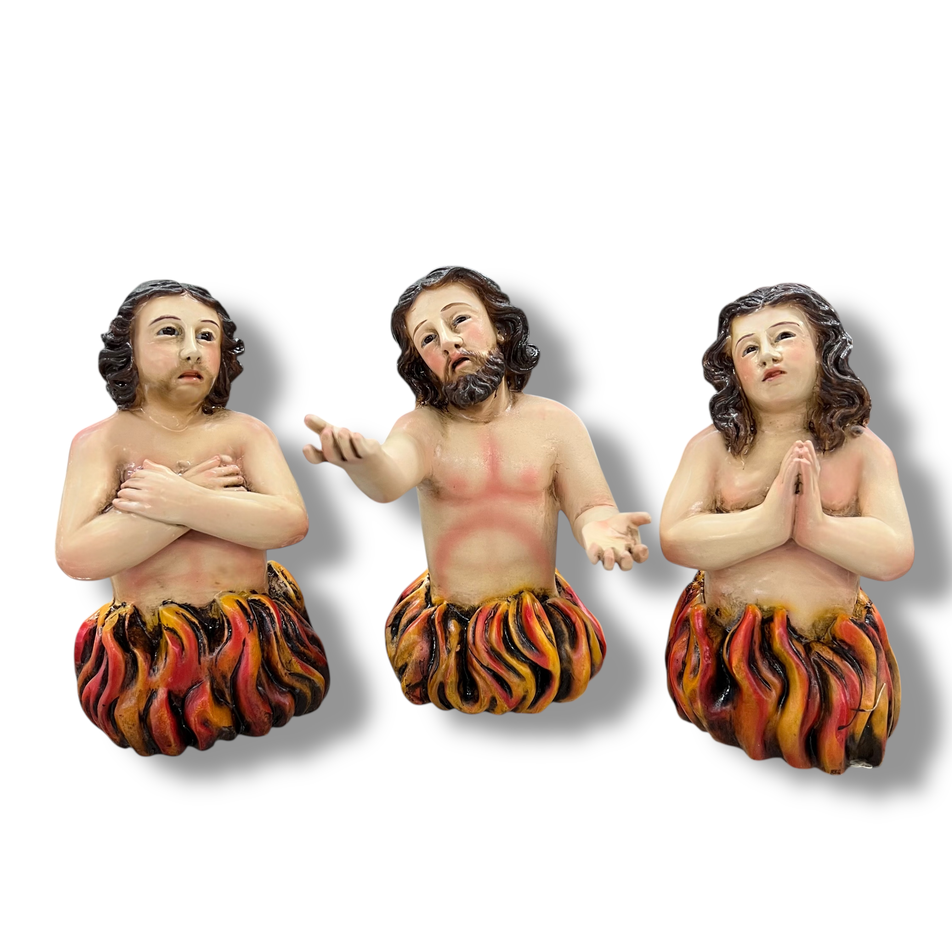 Set de tres animas del Purgatorio 15cm Anima