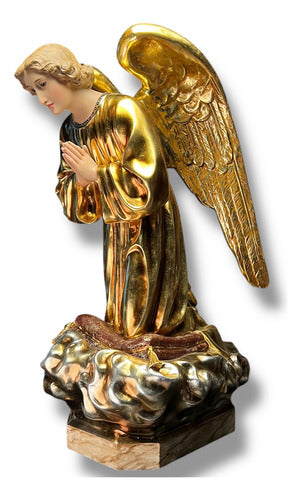 Par De Ángeles Custodios Finos Con Hoja De Oro Fina 69cm