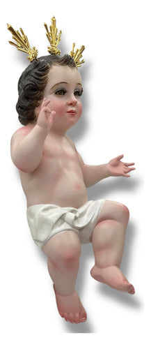 Niño Dios Con Potencias Tallado En Cedro 34cm