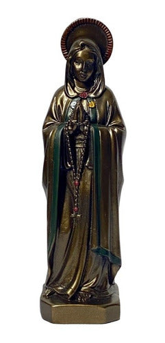 Virgen De La Rosa Mística Terminado En Bronce 13cm