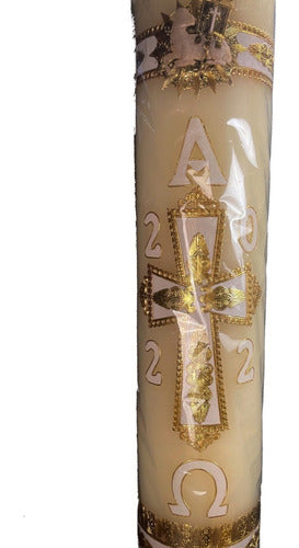 Cirio Pascual85 Cm Altura 30 Cm Diámetro, Dorado