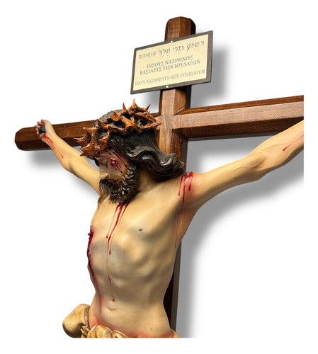 Crucifijo O Cristo Muerto Con Cruz Octagonal Con Base 97cm