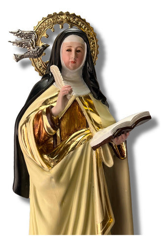 Santa Teresa De Ávila 40cm Oleo Hoja Oro Y Aureola 2.0