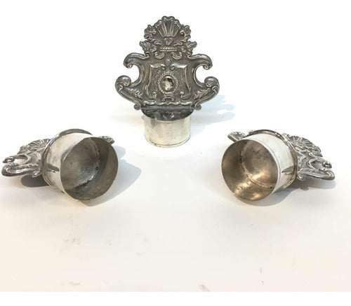 Juego De Cantoneras De Plata Y Letrero Inri Latón Niquelado