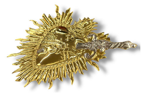 Corazón Con Daga En Baño De Oro Y Niquelado 15cm