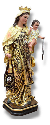 Virgen Del Carmen 130cm Estofada En Hoja De Oro