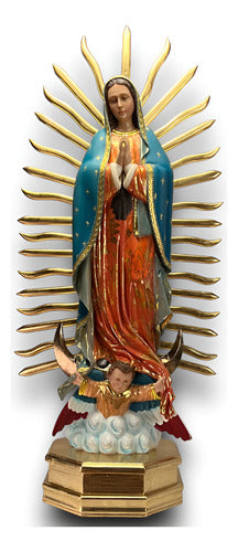 Virgen De Guadalupe En Madera Decorada Con Oro Fino 123cm
