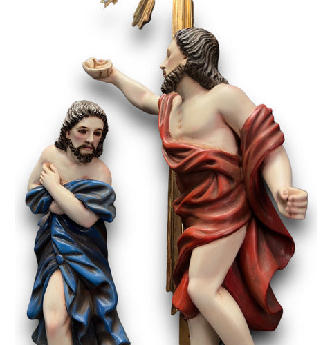 San Juan Bautista Y Jesús O Bautismo De Jesús En Madera 30c