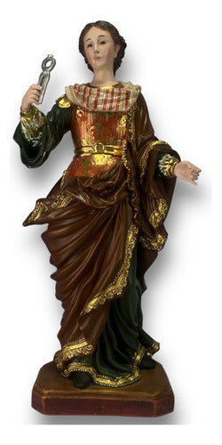 Santa Apolonia Tallada En Madera Con Oro Fino 40cm
