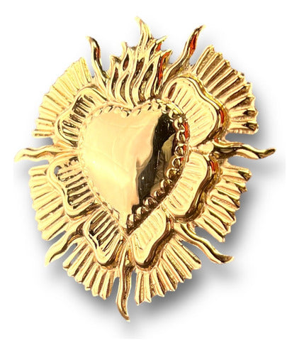 Dije Corazón Con Resplandor En Baño De Oro 8.5 Cm X 8.5 Cm