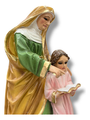 Escultura De Santa Ana Con María Niña 19cm
