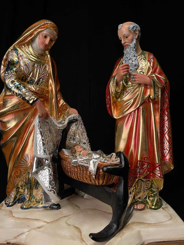 San Joaquín, Santa Ana Y María Niña Estofada En 48cm X 43cm