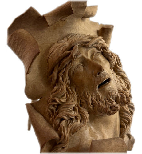 Divino Rostro De Cristo Tallado En Madera Naranjillo 12 X9cm