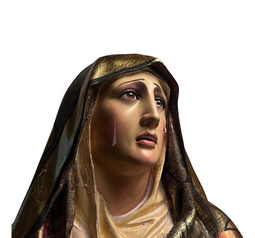 Virgen De Los Dolores De 121cm Policromado Y Estofado En Oro
