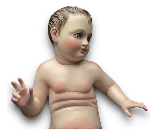 Niño Dios Talla En Madera De Cedro, Acabado Bruñido 32cm