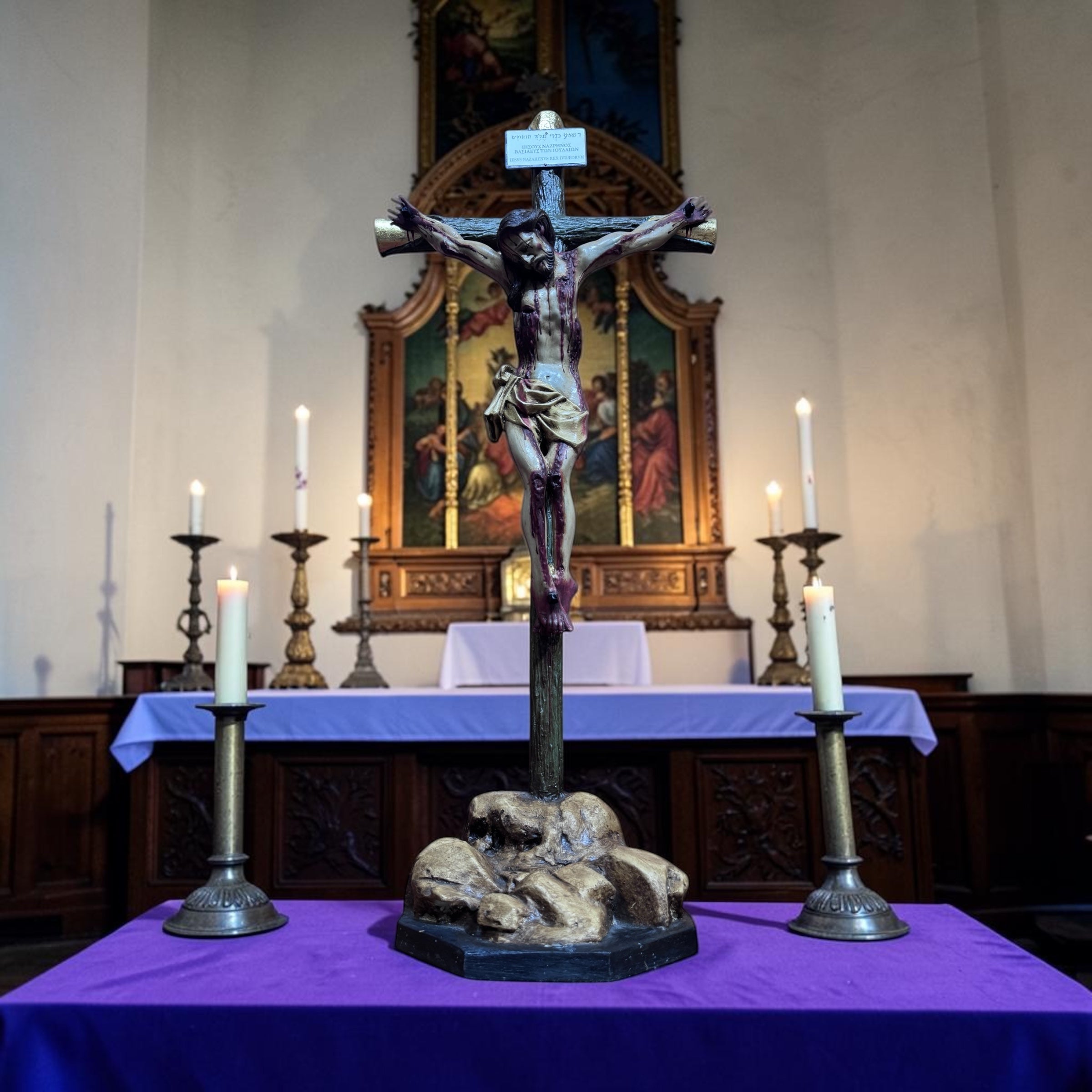 Cristo Muerto Con Cruz  Con Base 85cm
