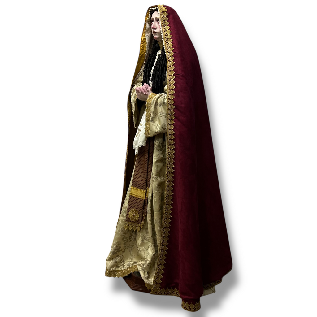 Virgen De Los Dolores En Óleo Bruñido Y Vestimenta 166cm