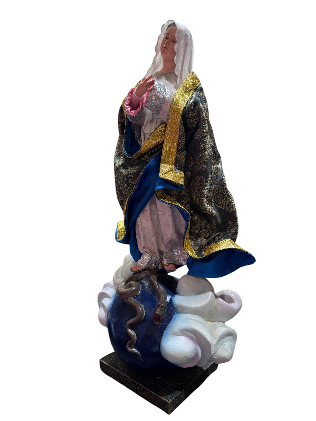 Inmaculada Concepcion De Maria óleo Bruñido y Articulada 41cm