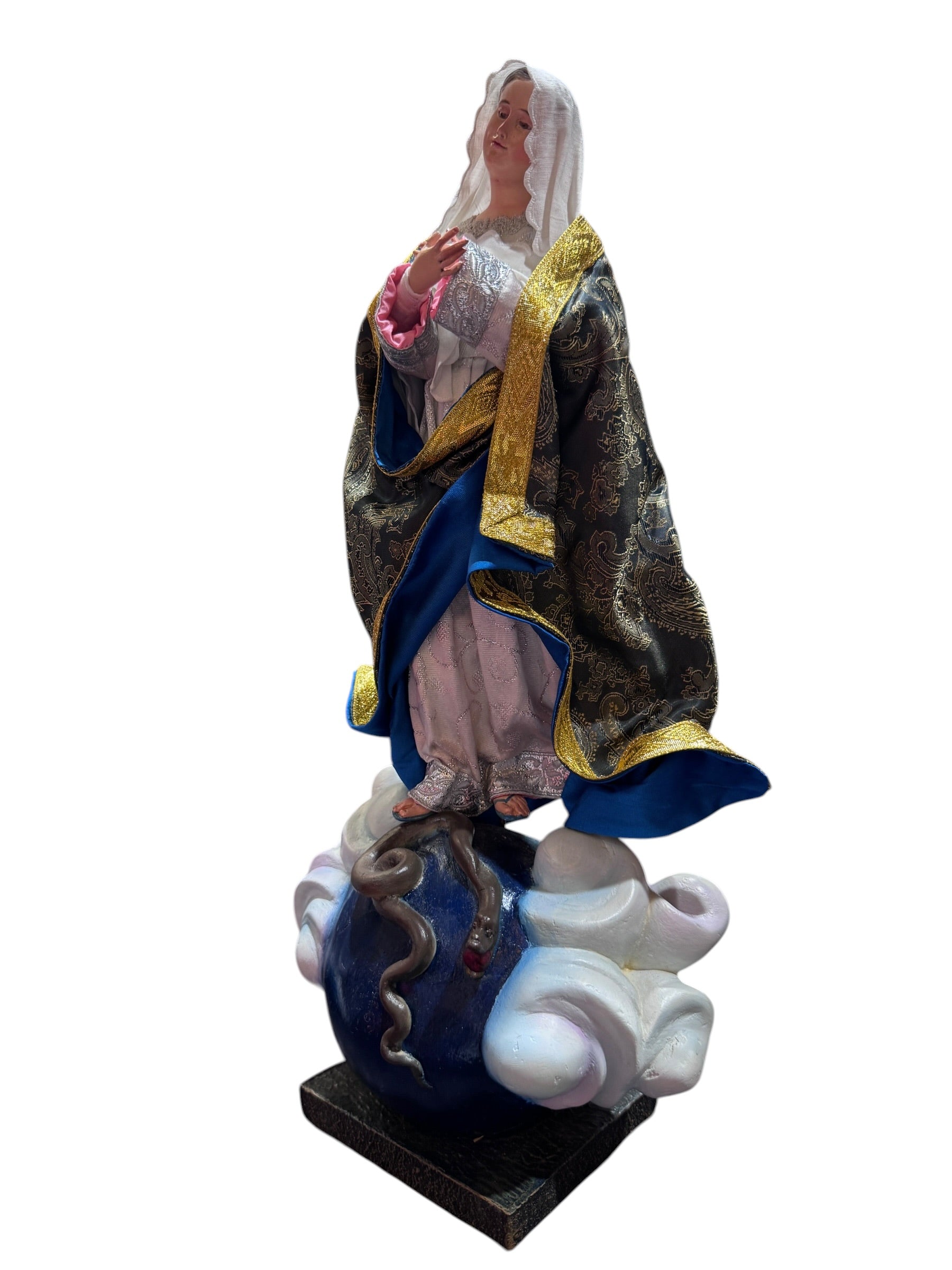 Inmaculada Concepcion De Maria óleo Bruñido y Articulada 41cm