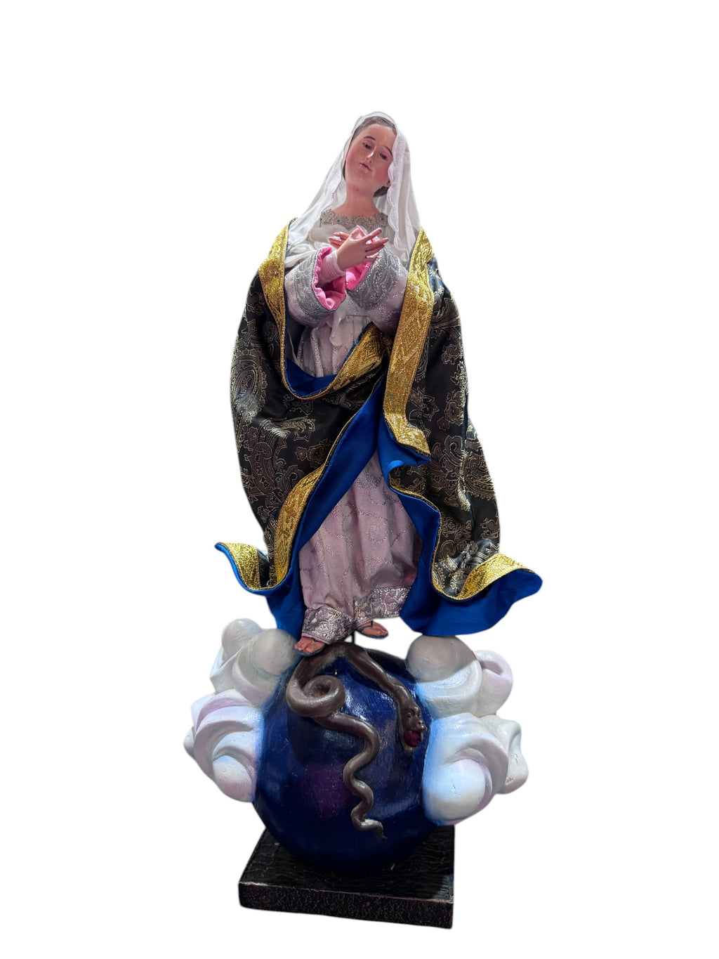 Inmaculada Concepcion De Maria óleo Bruñido y Articulada 41cm
