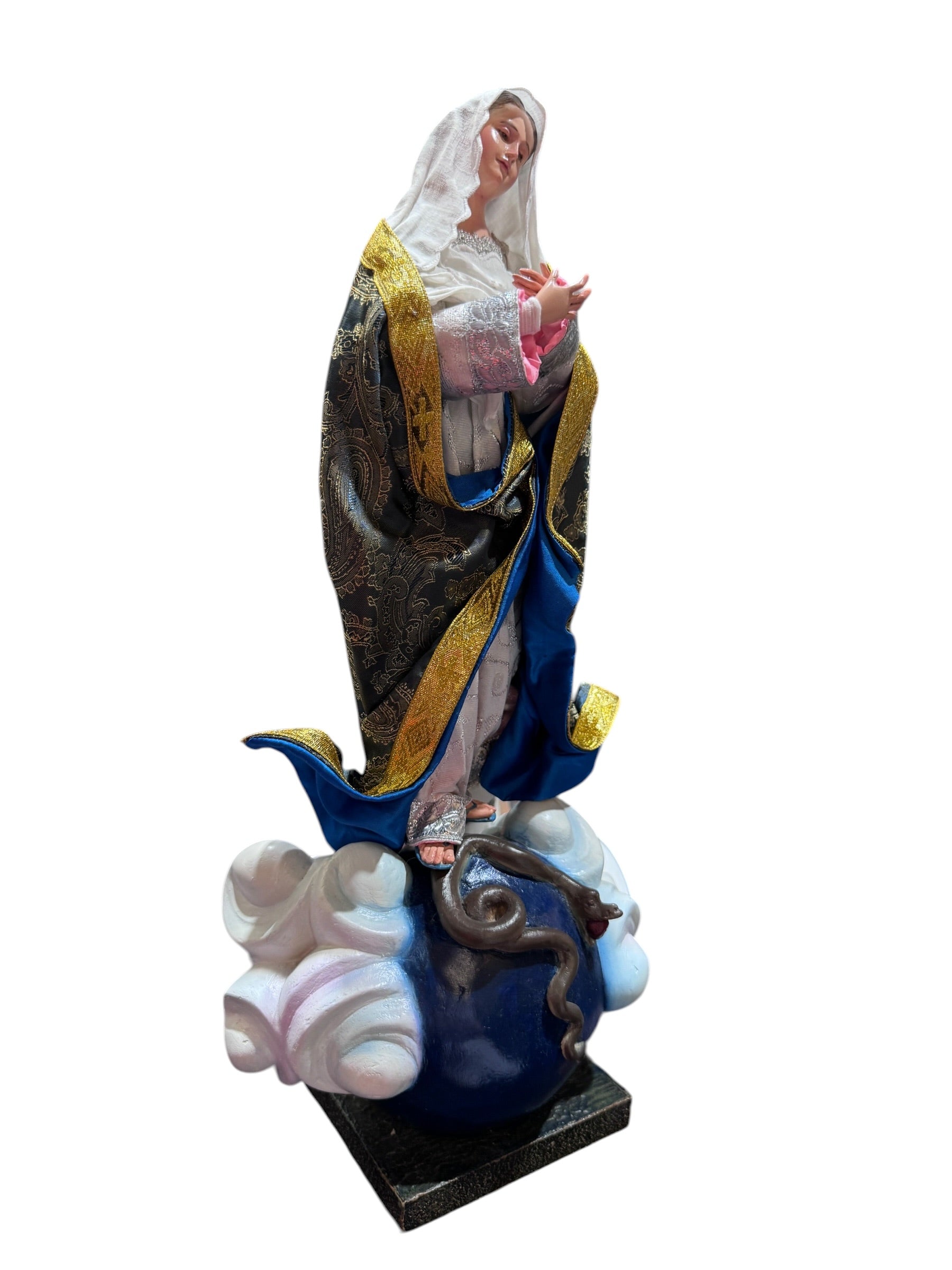 Inmaculada Concepcion De Maria óleo Bruñido y Articulada 41cm