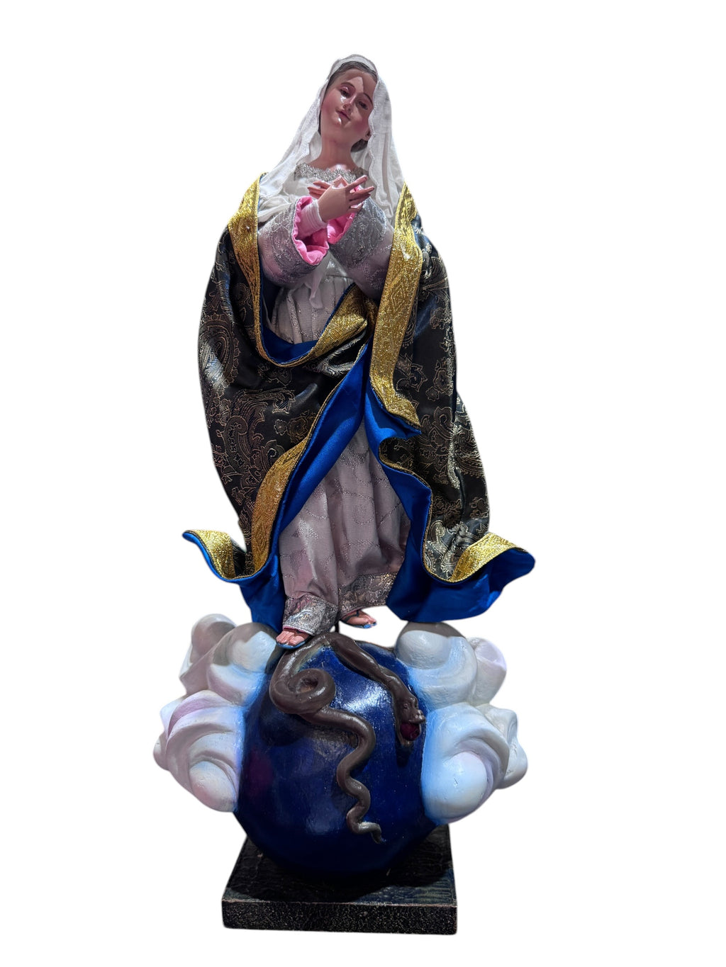 Inmaculada Concepcion De Maria óleo Bruñido y Articulada 41cm