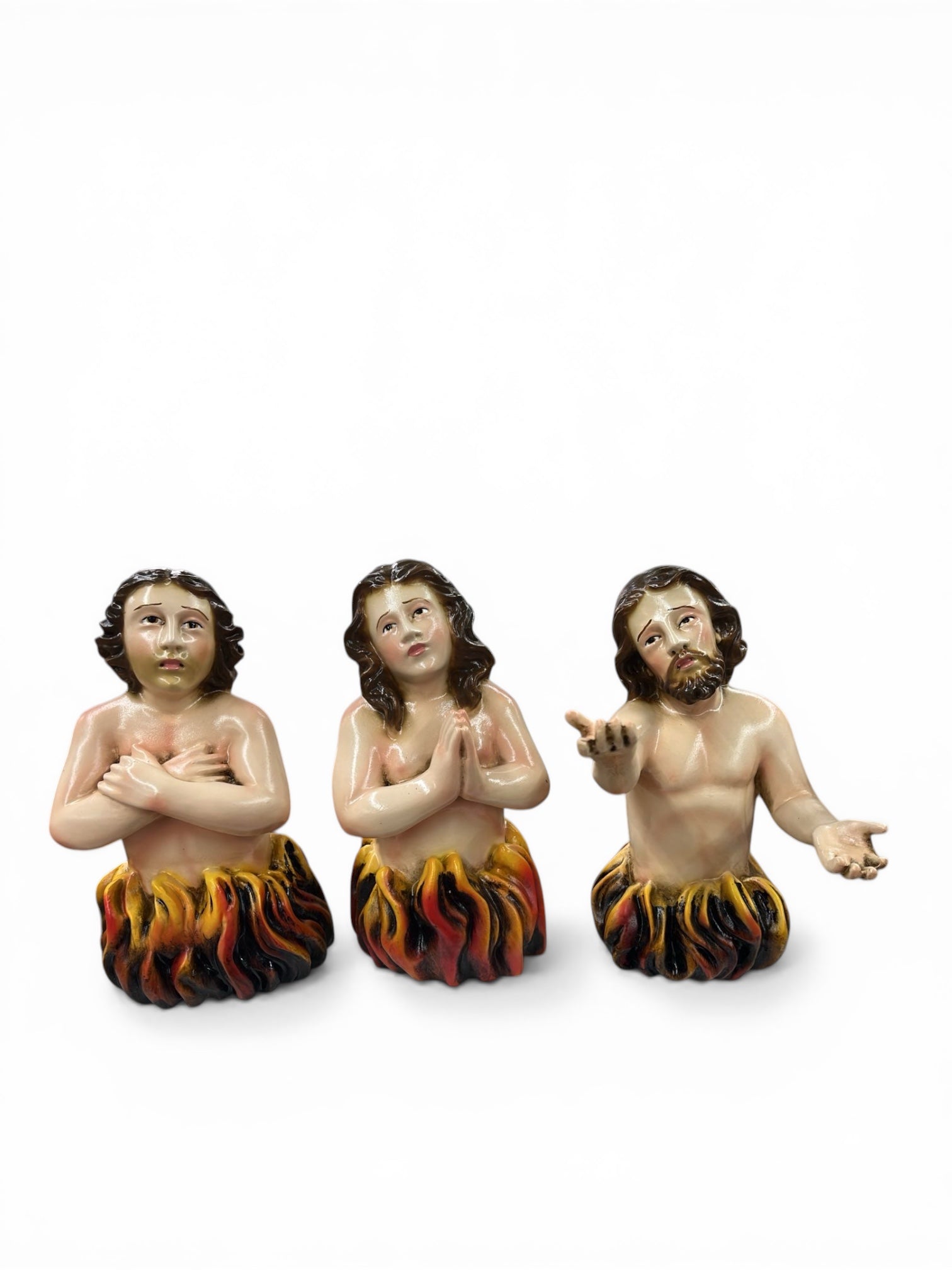 Set de tres animas del Purgatorio 19cm Anima