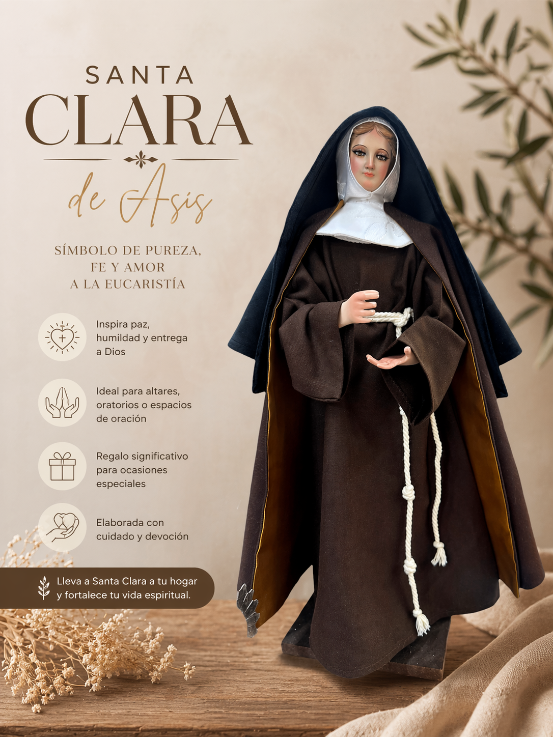 Santa Clara de Asís, 45 cm imagen para vestir