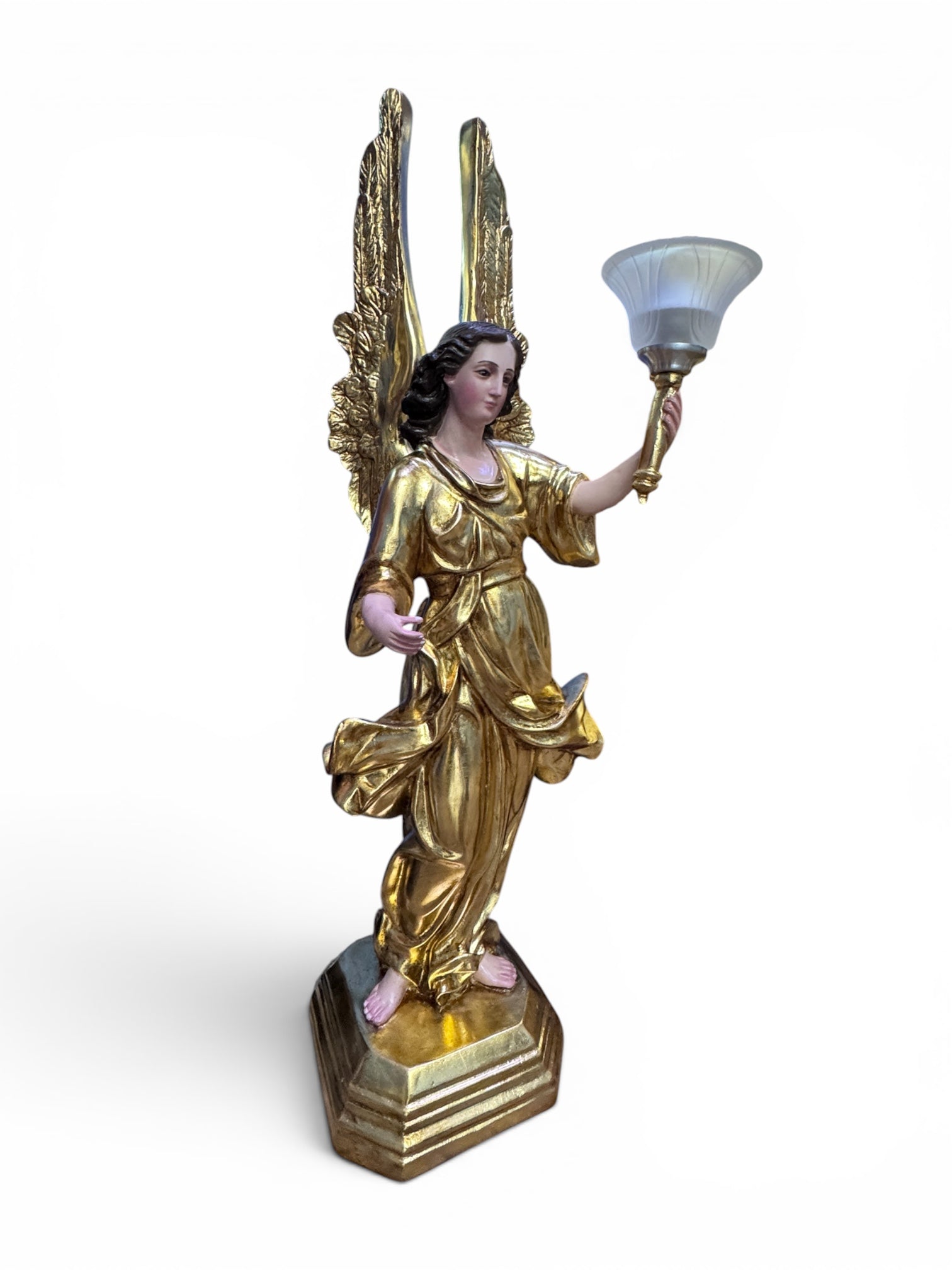 Par De Ángeles Custodios 80cm Hoja De Oro