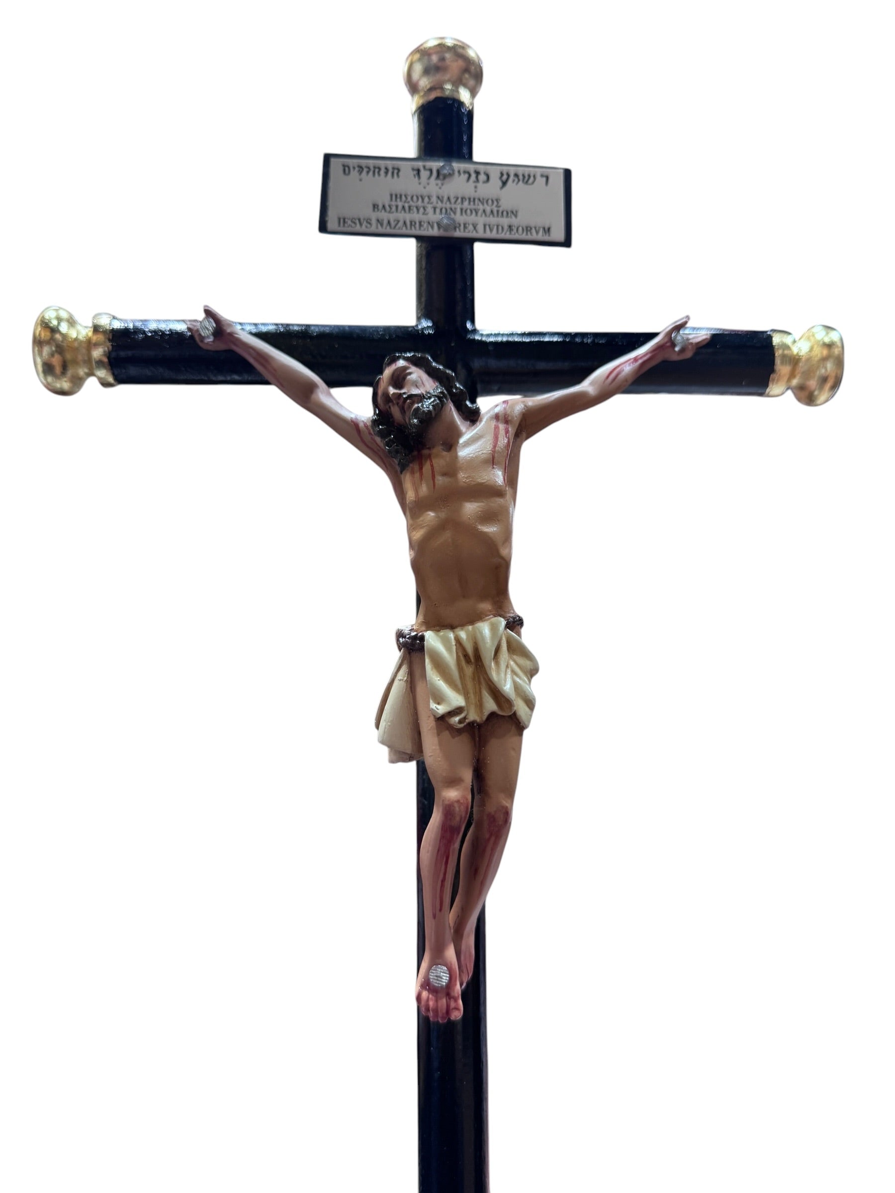 Cristo De Base Cruz De Madera 43cm