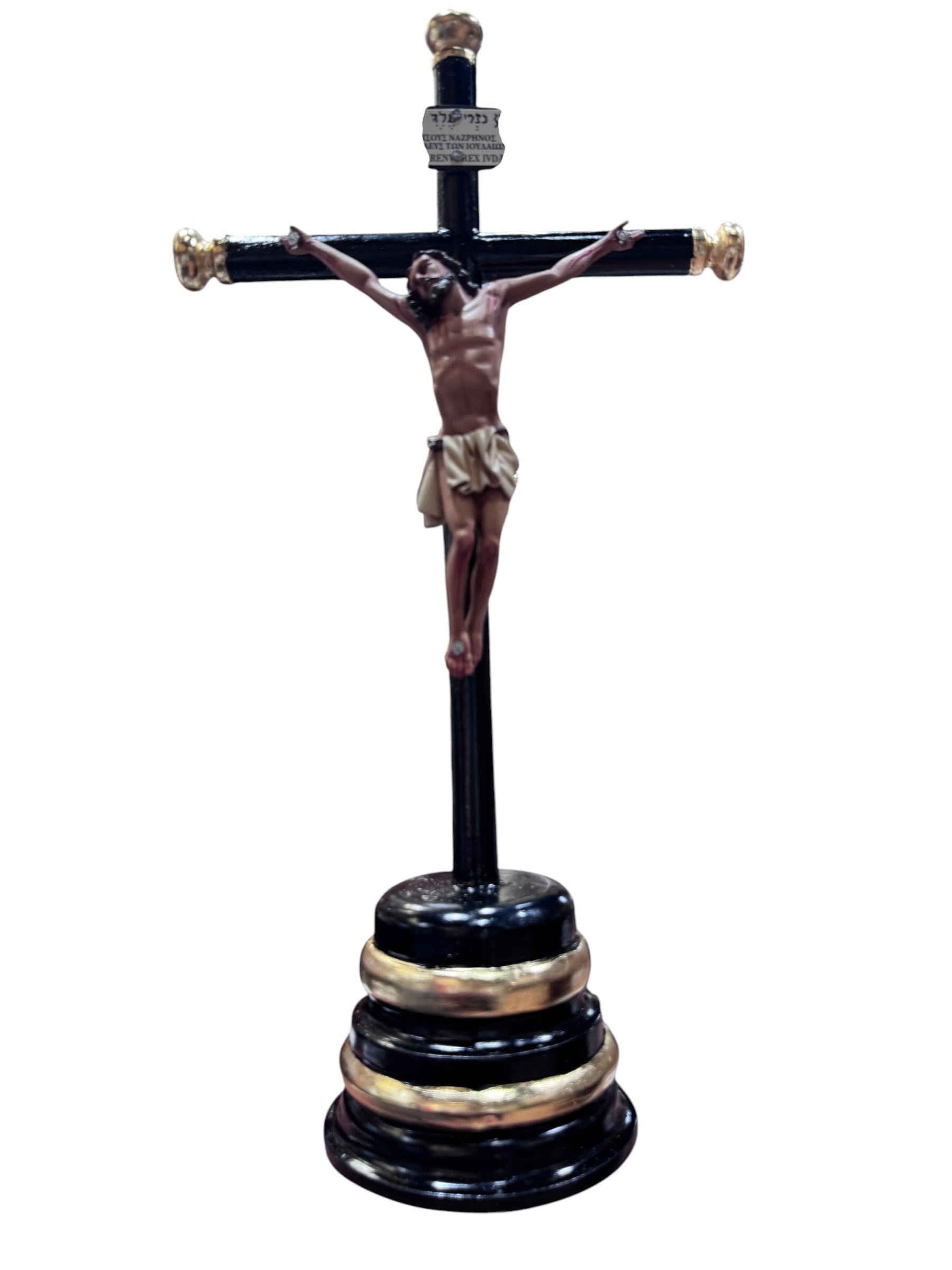 Cristo De Base Cruz De Madera 43cm