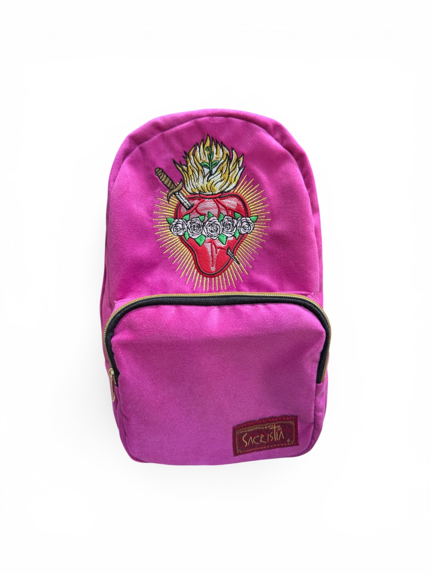 Mochila mini Sacristía Bordada Corazón De María Rosa