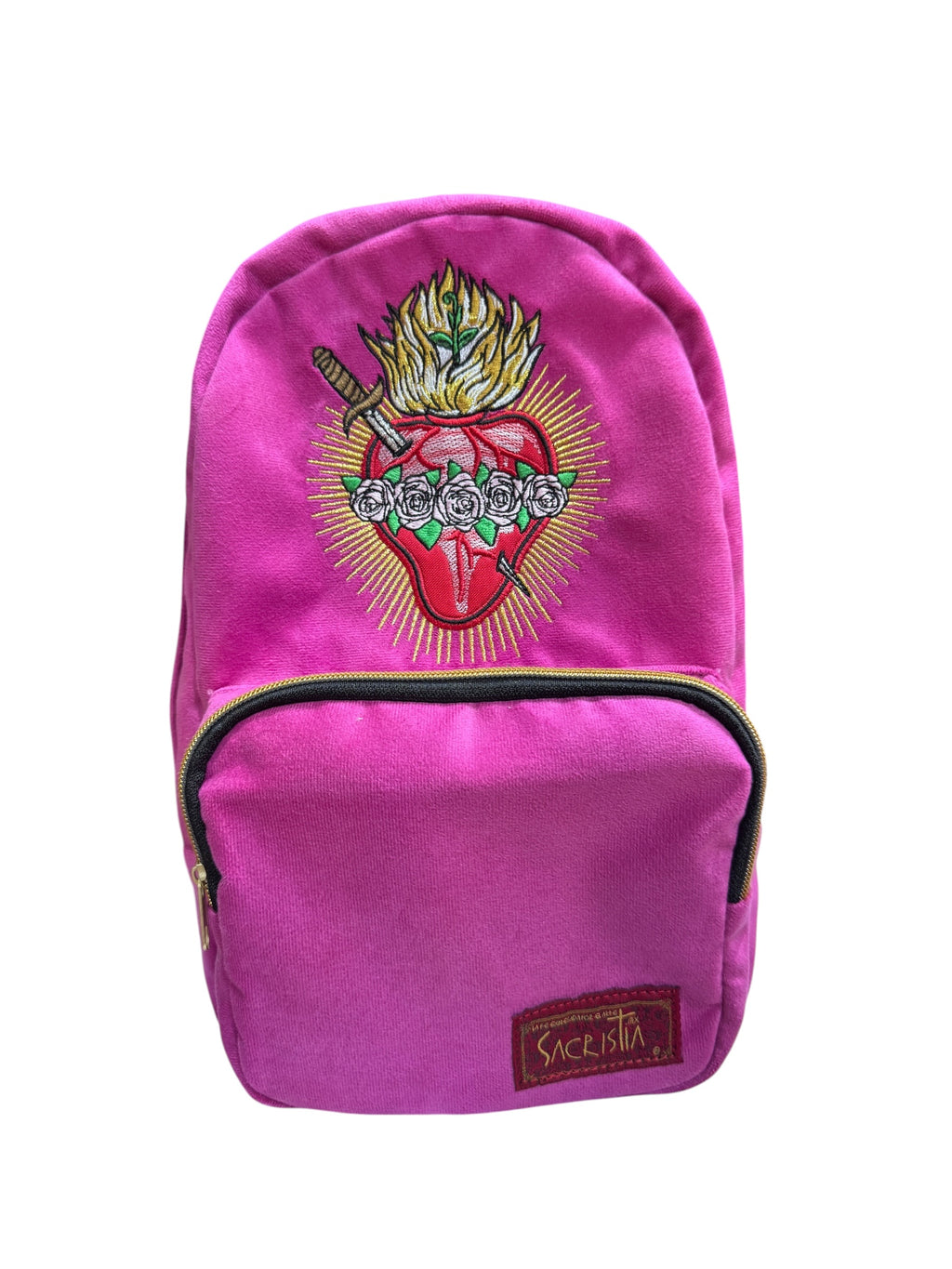 Mochila mini Sacristía Bordada Corazón De María Rosa