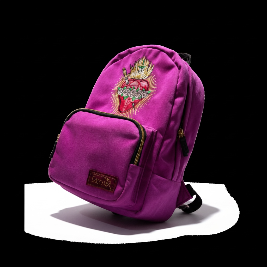 Mochila mini Sacristía Bordada Corazón De María Rosa