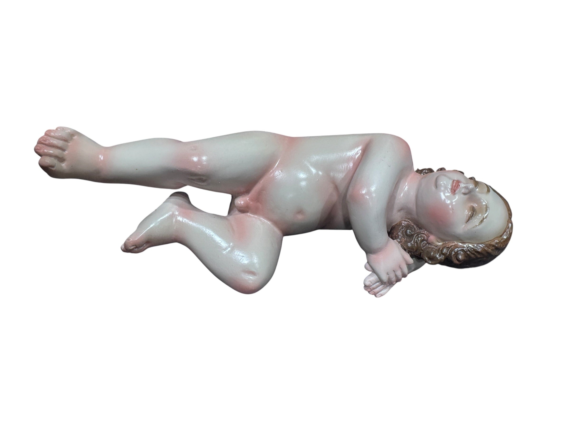 Niño Dios Dormido Talla En Madera 18.5cm