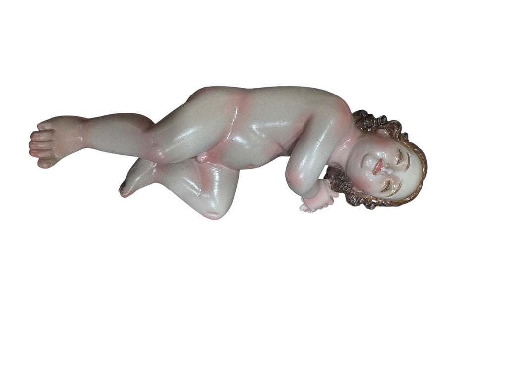 Niño Dios Dormido Talla En Madera 18.5cm