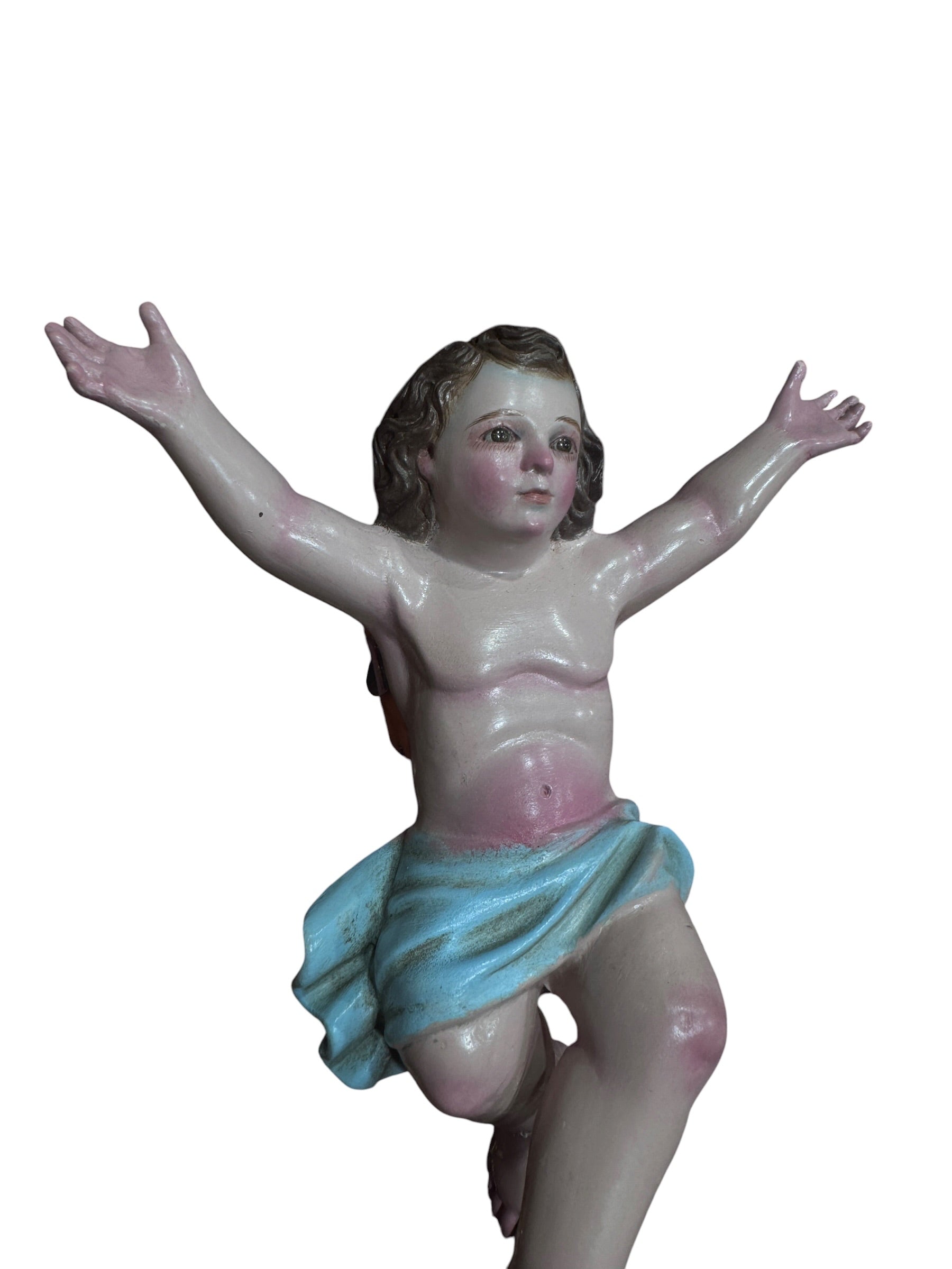 Niño Dios Tallado En Madera Cedro Rojo 18.5cm