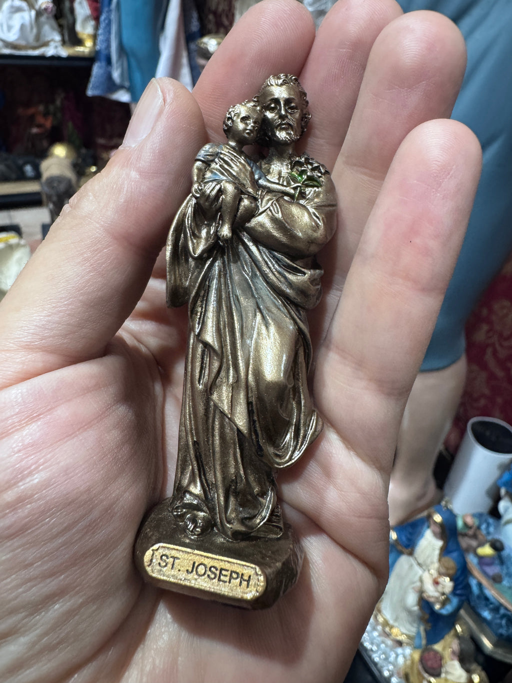 San José Figura Terminado Bronce Detallada