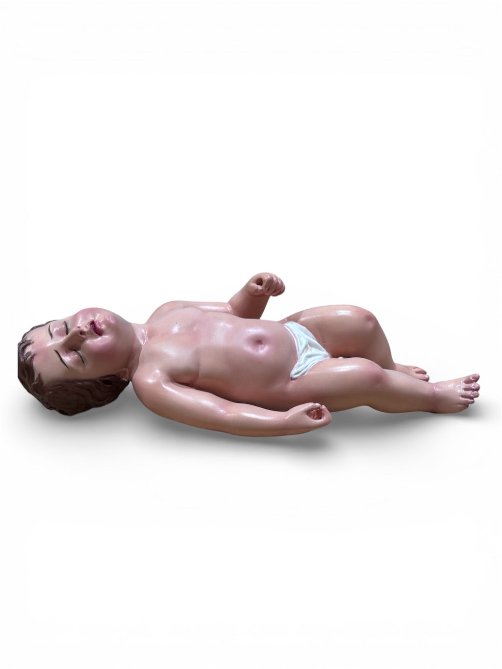Figura De Niño Dios Dormido Pintado Al Óleo 50cm