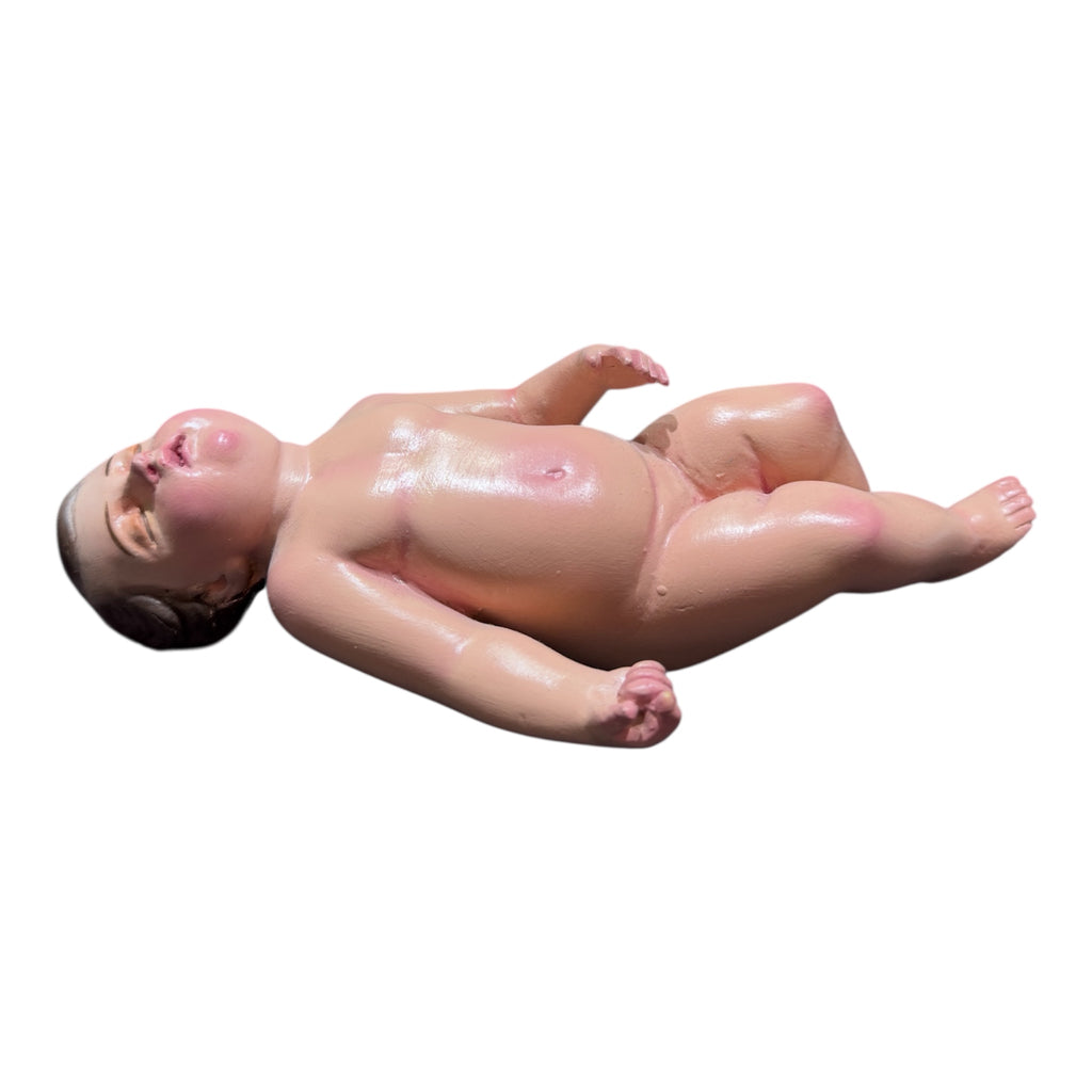 Figura De Niño Dios Dormido Pintado Al Óleo 21cm
