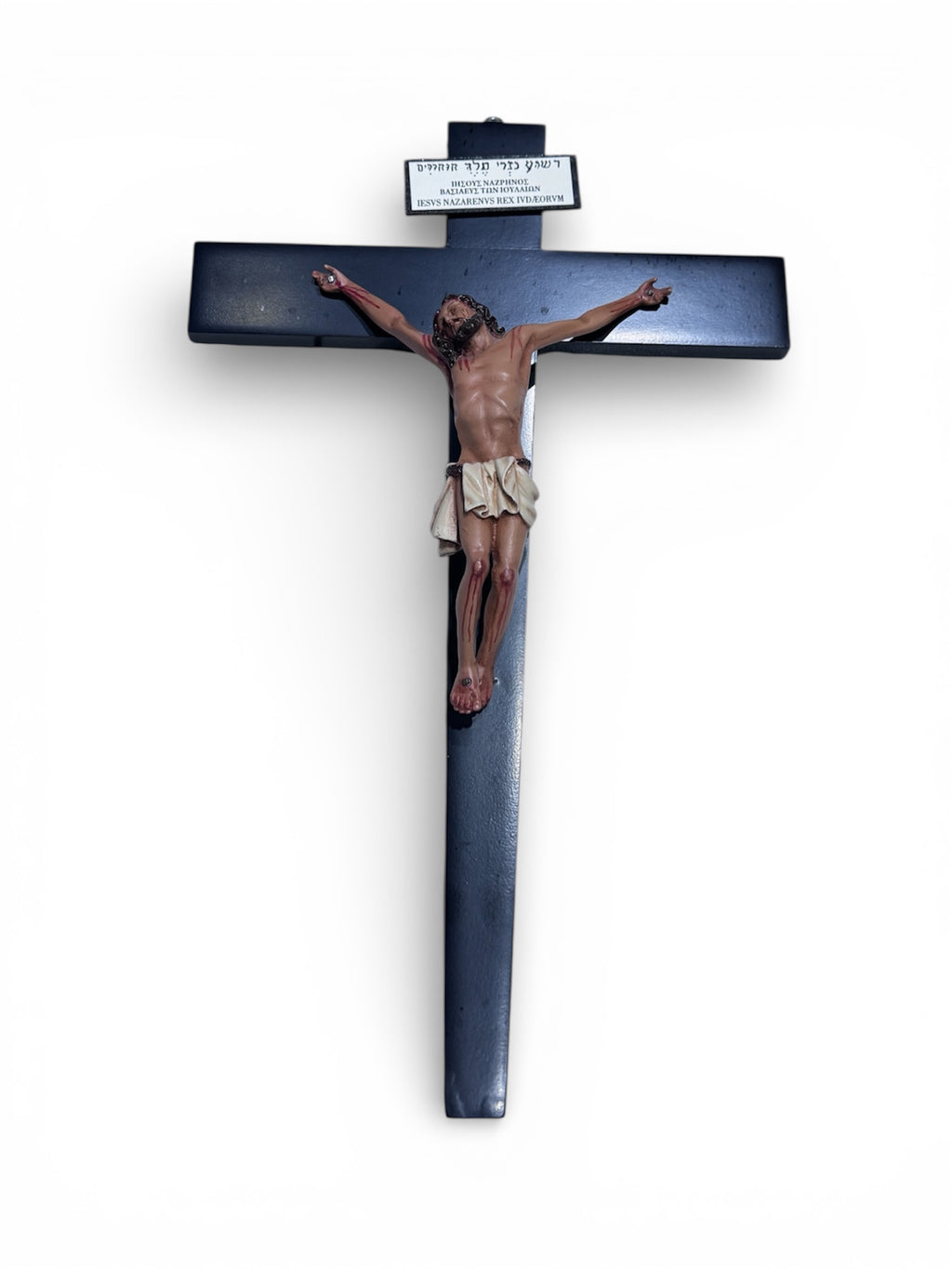 Cristo en Agonía  Cruz De Madera 37 cm