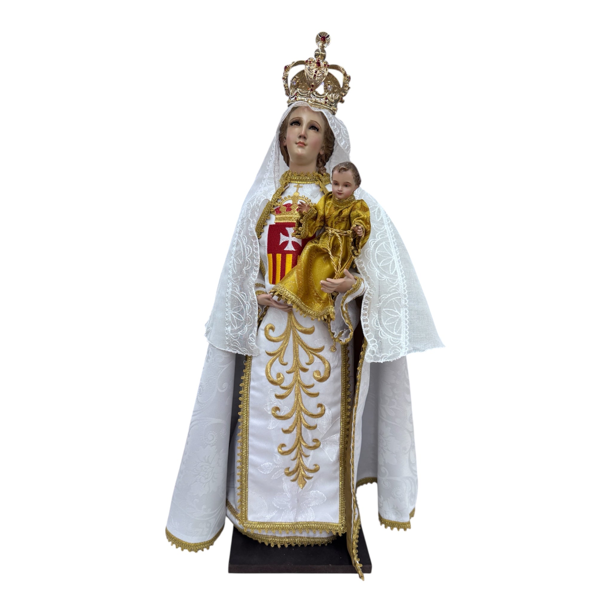 Virgen De La Merced De Vestir Con Niño Dios Y Accesorio 71cm