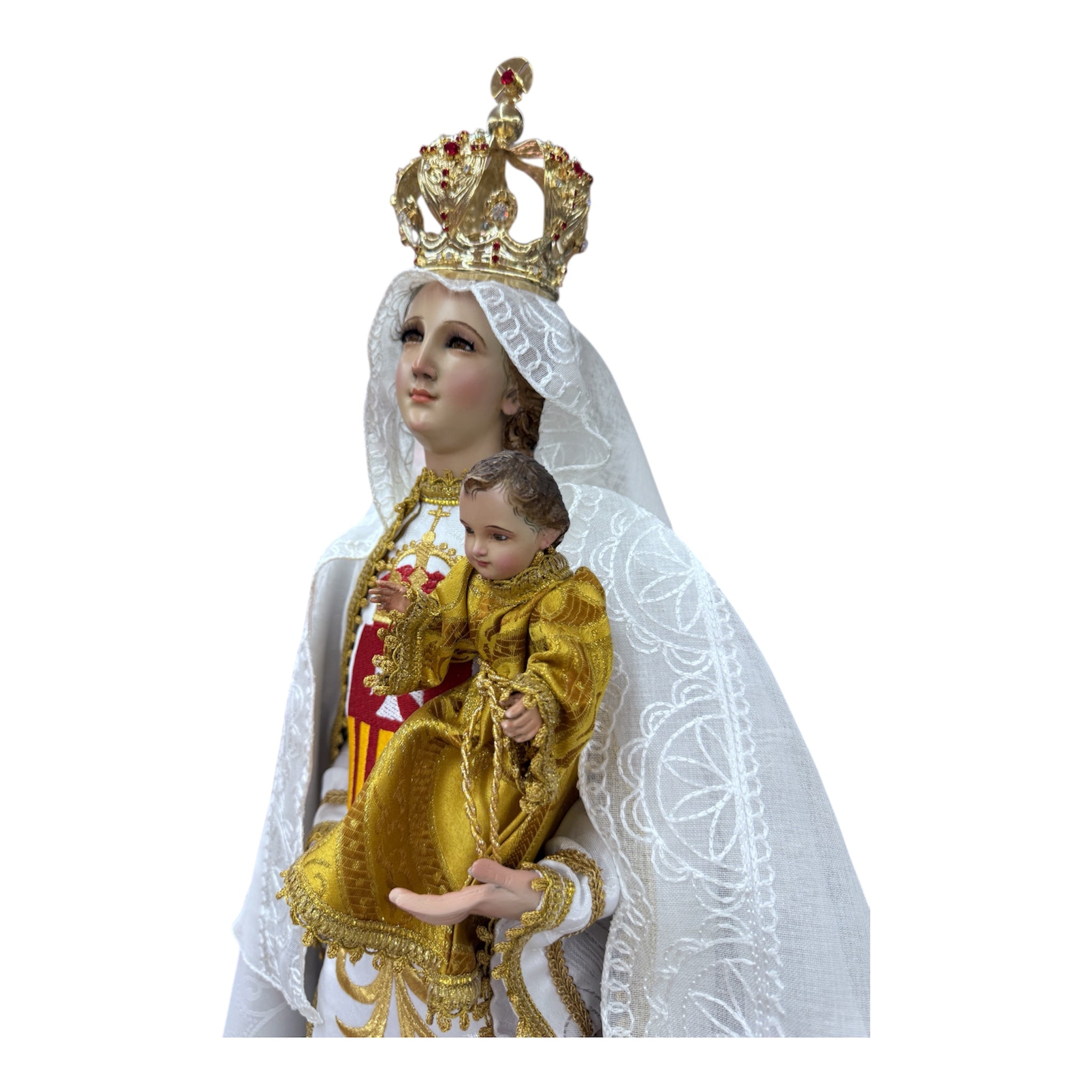 Virgen De La Merced De Vestir Con Niño Dios Y Accesorio 71cm