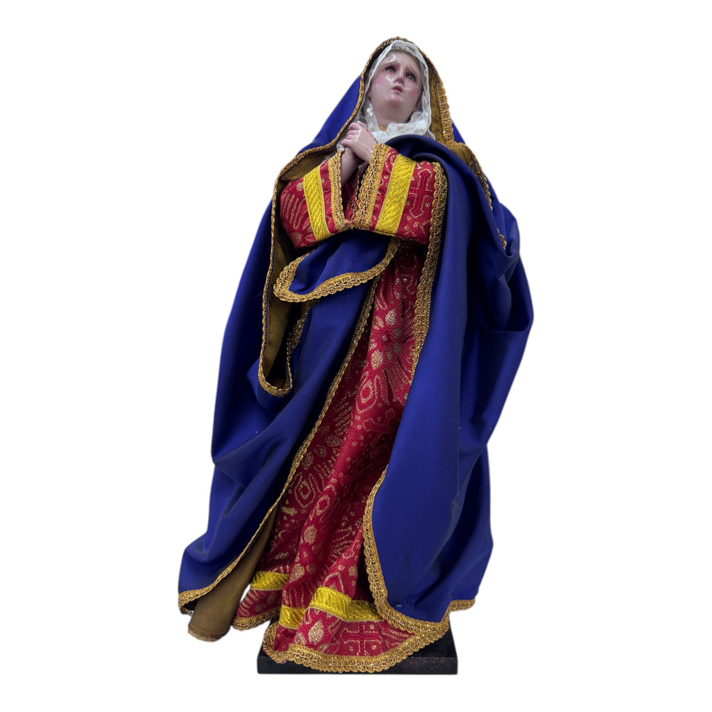 Virgen De Los Dolores 52cm  Óleo Bruñido