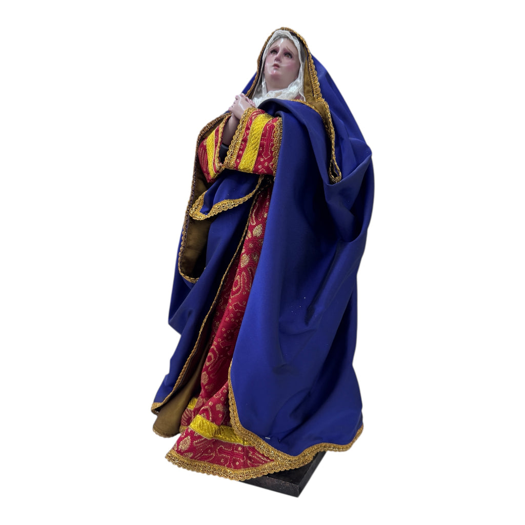 Virgen De Los Dolores 52cm  Óleo Bruñido